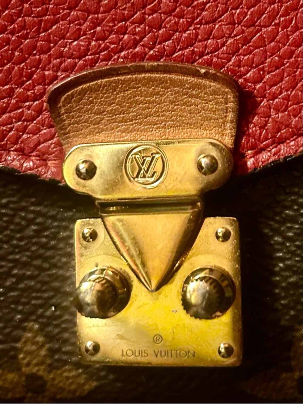 LOUIS VUITTON Pallas Compact Red & Brown LV Logo Folding Wallet - Picture 3 of 10